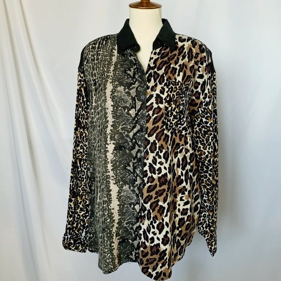 Next Move Vintage Animal Print Button Up Size Large - Picture 1 of 12